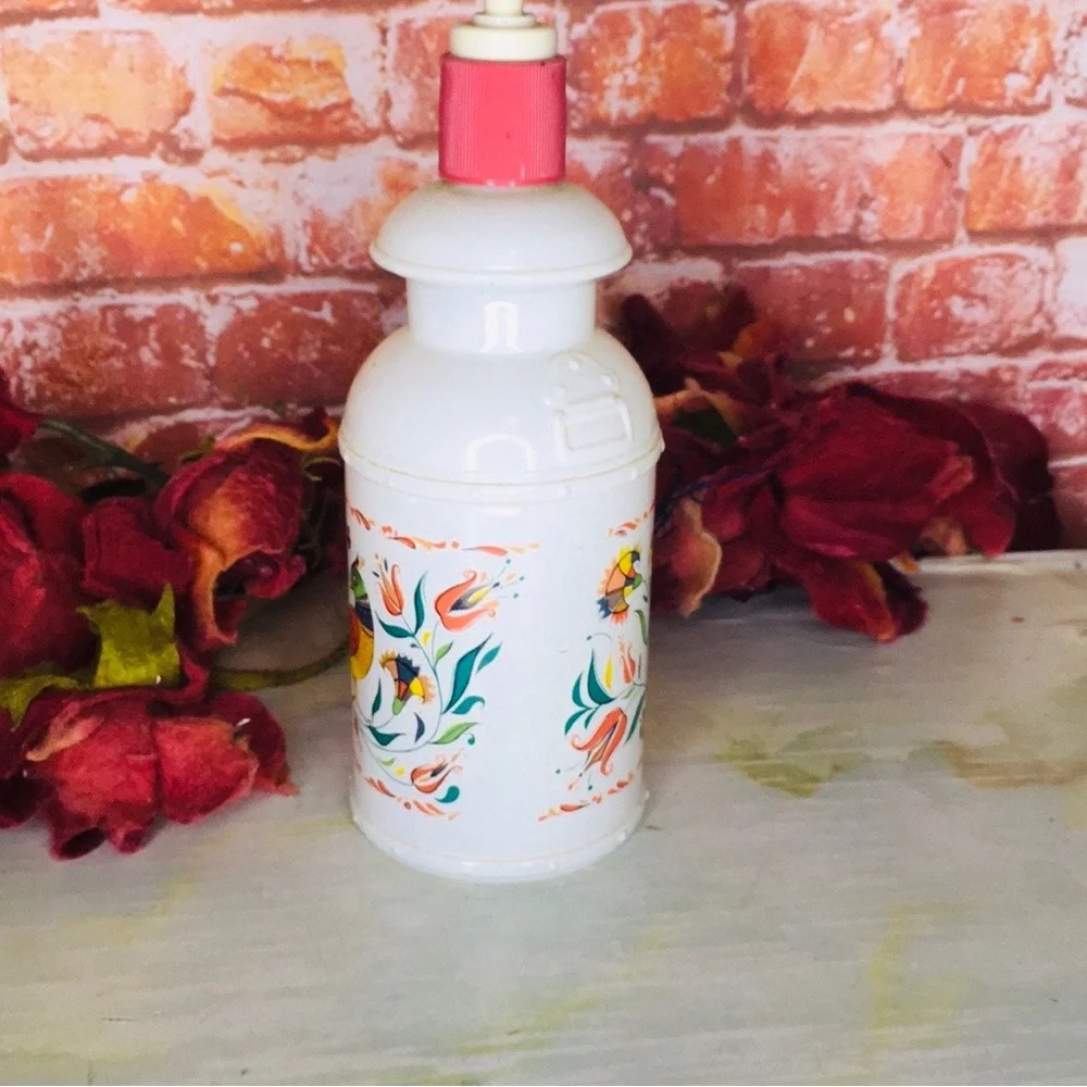 Vintage 70s Avon Country Kitchen French Provincial Floral White Lotion Dispenser